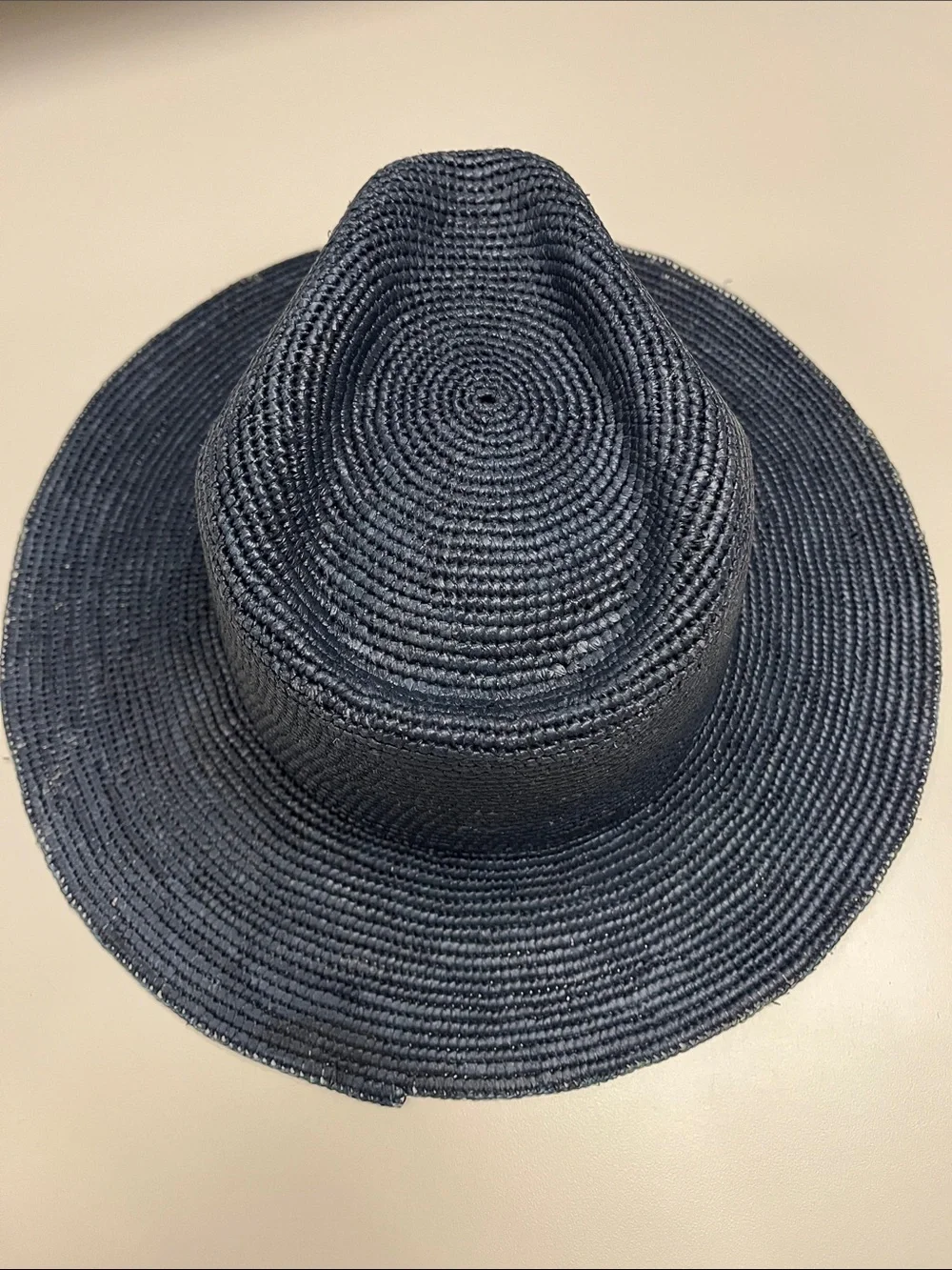 Nataliya Nova Luxury Wide-Brim Woven Straw Luisa Hat - Navy w/ bands